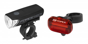 front + rear lights set FORCE SHARP battery